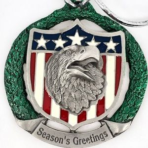 2001 American Eagle Christmas Ornament Pewter by Bergamot USA 3D Made in USA 2in